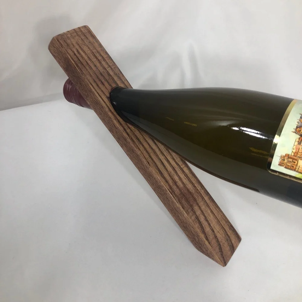 Tapered Wood Gravity Balancing Board Wine Bottle Holder